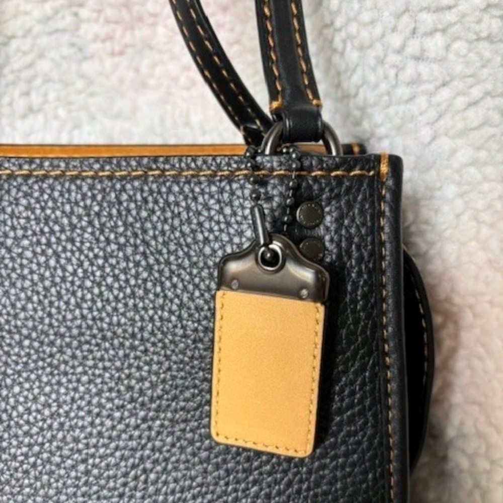 Coach 1941 ROGUE  Shoulder Bag Black/ Yellow Stitching - Picture 4 of 14
